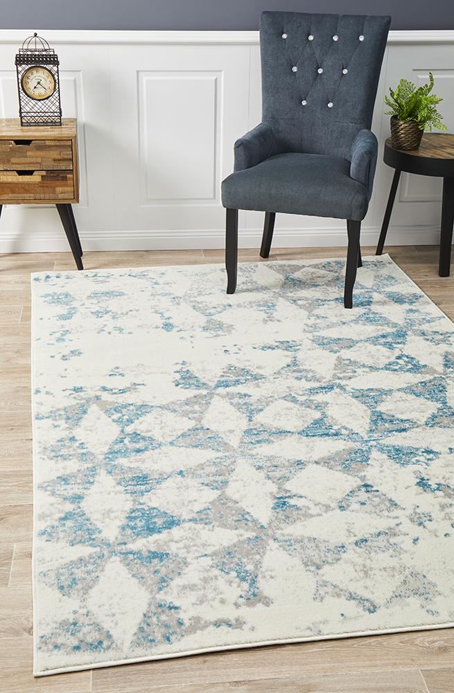 Metro 604 Modern Rug Blue Grey White