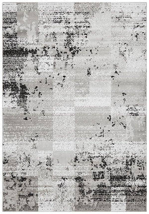 Metro 611 Modern Distressed Rug Grey Black Silver