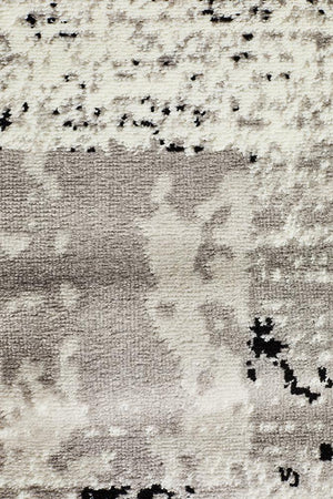 Metro 611 Modern Distressed Rug Grey Black Silver