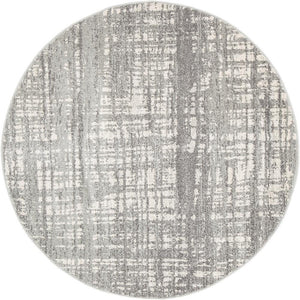 Ashley Abstract Modern Silver Grey Round Rug - Floorsome