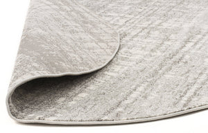 Ashley Abstract Modern Silver Grey Round Rug - Floorsome