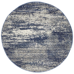 Casandra Dunescape Modern Blue Grey Round Rug - Floorsome