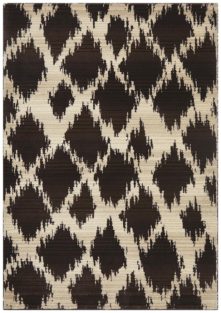 Moroccan Diamond Design Rug Chocolate - Floorsome