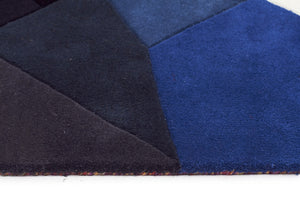 Eclectic Designer Wool Runner Rug Blue Rust Purple