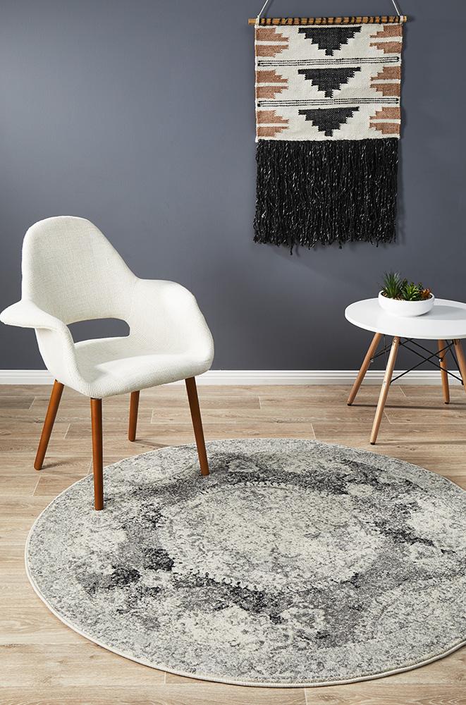 Museum 862 Charcoal Round Rug