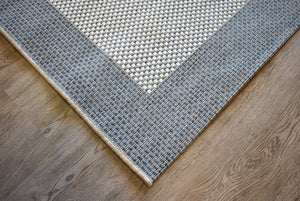 Pergola Blue Cream Border Indoor Outdoor Rug