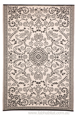 Murano Recycled Plastic Outdoor Rug Black and White - Floorsome