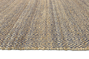 Oslo Navy Jute Diamonds Flat Weave Rug