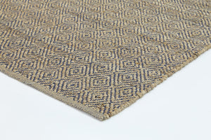 Oslo Navy Jute Diamonds Flat Weave Rug
