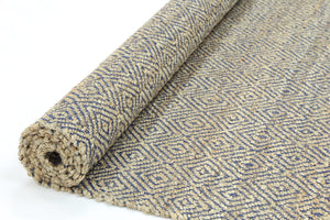 Oslo Navy Jute Diamonds Flat Weave Rug