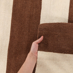 Flat Weave Stripe Light Brown White Rug - Floorsome