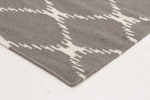 Flat Weave Stitch Design Rug Grey - Floorsome
