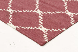 Flat Weave Stitch Design Rug Pink - Floorsome