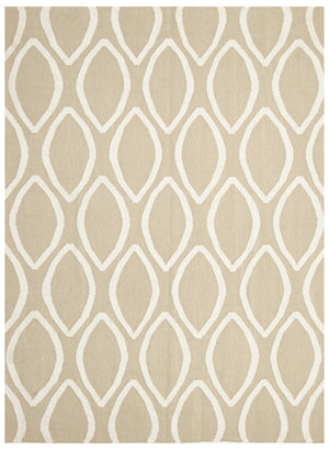 Flat Weave Oval Print Rug Beige - Floorsome