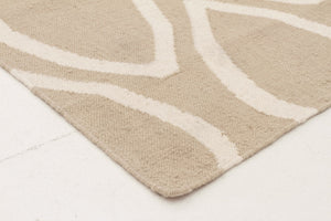 Flat Weave Oval Print Rug Beige - Floorsome