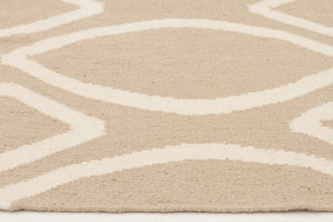 Flat Weave Oval Print Rug Beige - Floorsome