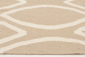 Flat Weave Oval Print Rug Beige - Floorsome