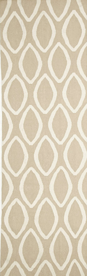 Flat Weave Oval Print Rug Beige - Floorsome