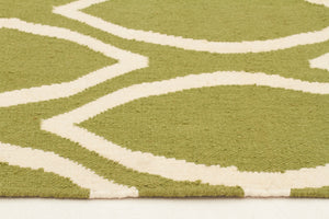 Flat Weave Oval Print Rug Green - Floorsome