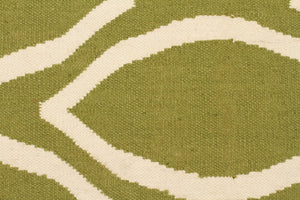 Flat Weave Oval Print Rug Green - Floorsome