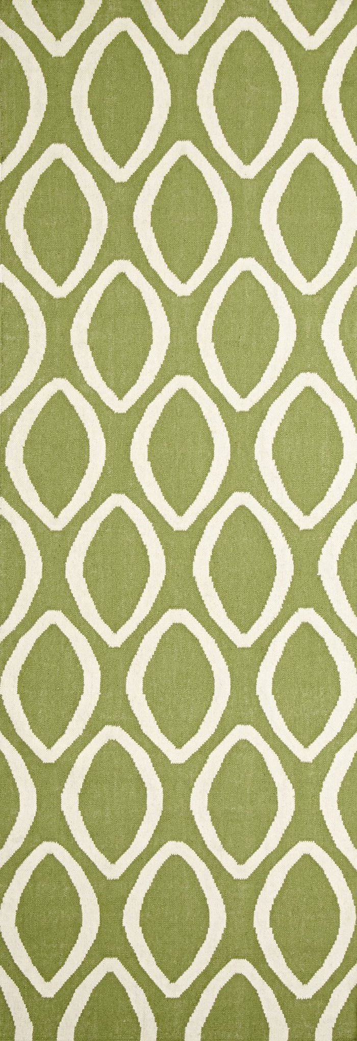 Flat Weave Oval Print Runner Rug Green