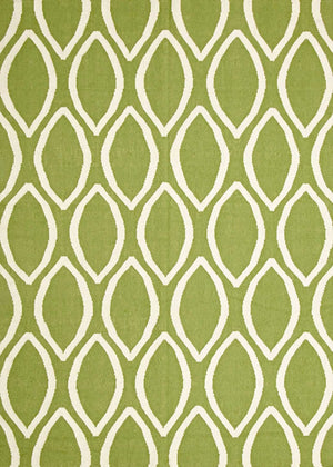 Flat Weave Oval Print Rug Green