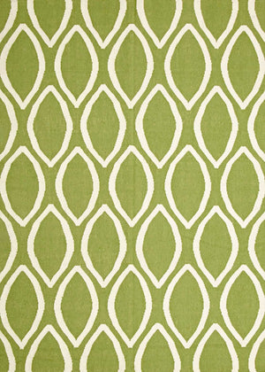 Flat Weave Oval Print Rug Green