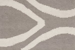Flat Weave Oval Print Rug Grey - Floorsome