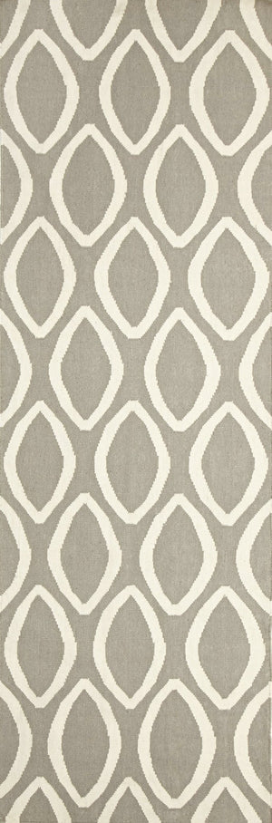 Flat Weave Oval Print Rug Grey - Floorsome