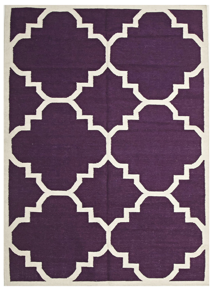Flat Weave Large Moroccan Design Rug Aubergine