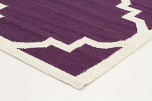 Flat Weave Large Moroccan Design Rug Aubergine - Floorsome