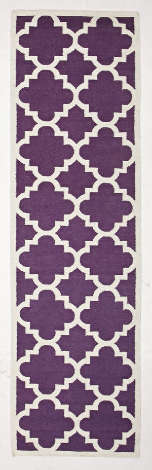 Flat Weave Large Moroccan Design Rug Aubergine - Floorsome