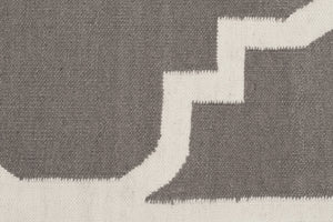 Flat Weave Large Moroccan Design Rug Grey - Floorsome