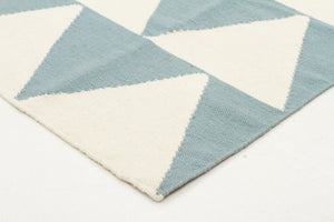 Pyramid Flat Weave Rug Blue - Floorsome