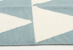 Pyramid Flat Weave Rug Blue - Floorsome
