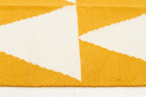 Pyramid Flat Weave Rug Yellow - Floorsome