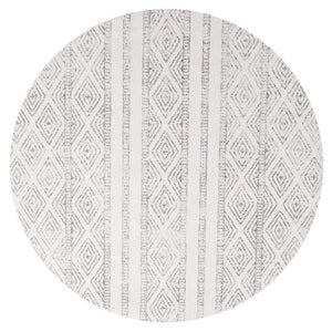 Oasis 450 White And Grey Tribal Round Rug