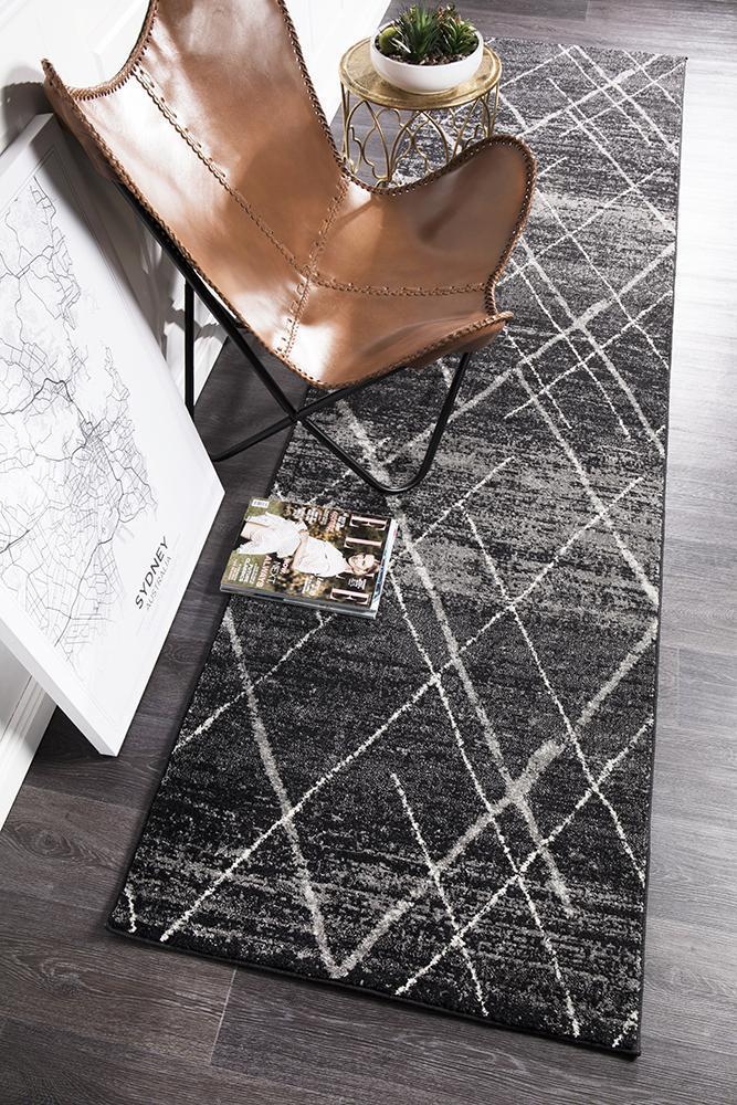 Oasis 452 Charcoal Contemporary Runner Rug