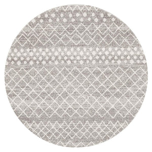 Oasis 454 Silver Tribal Round Rug