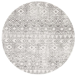 Oasis 456 White Grey Rustic Round Rug