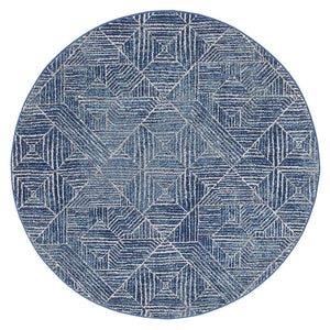 Oasis 457 Contemporary Navy Round Rug