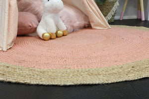 Hampton Pink Centre Jute Round Rug