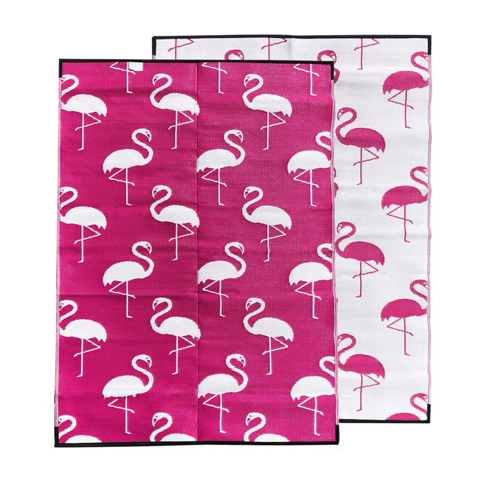PINK FLAMINGO Recycled Plastic Mat, Hot Pink & White 1.8x2.7m