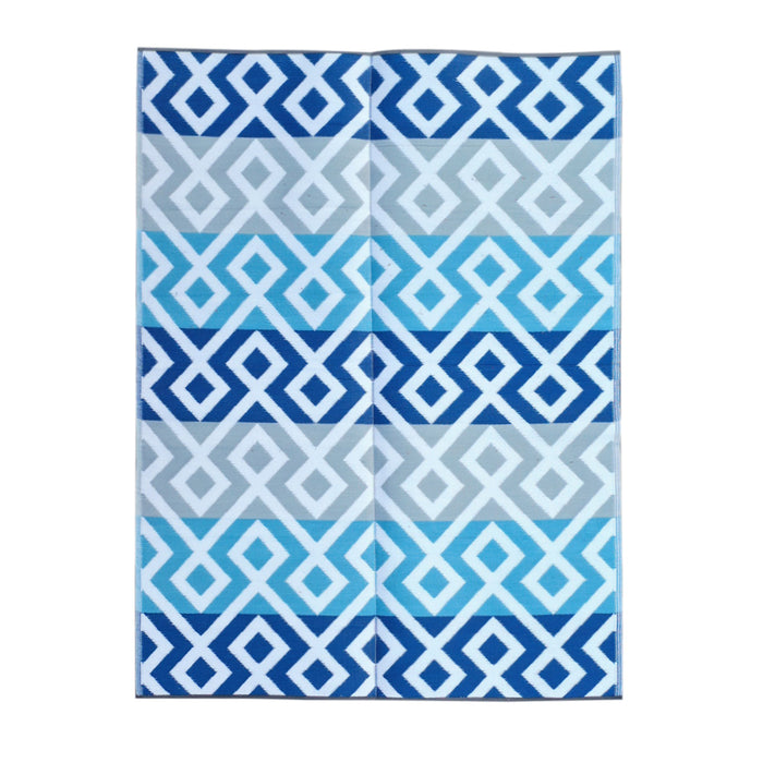 DARK HORIZONS Recycled Plastic Mat, Blue & Grey 1.8x2.7m