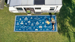 WILDERNESS Recycled Plastic Mat, Midnight Blue & Cool Grey 6x2.4m