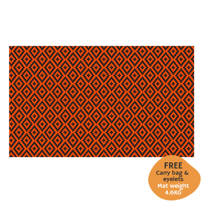 DIAMOND Recycled Plastic Mat, Outback Orange & Black 2.4x4m