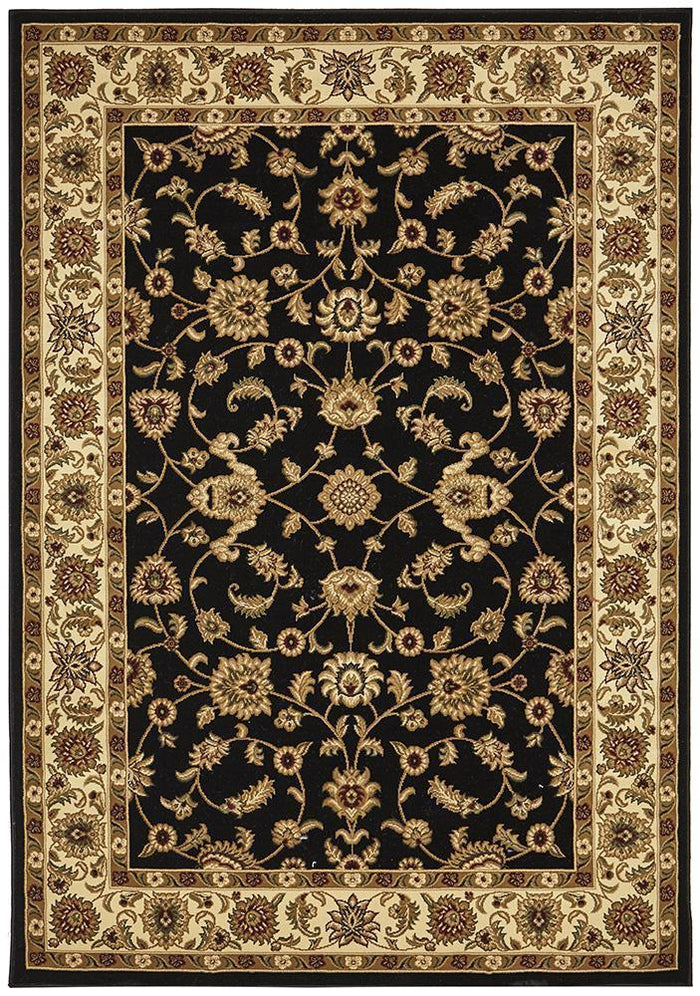 Classic Rug Black with Ivory Border