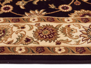 Classic Rug Black with Ivory Border Runner - Floorsome