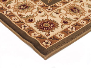 Classic Rug Green with Ivory Border Runner - Floorsome
