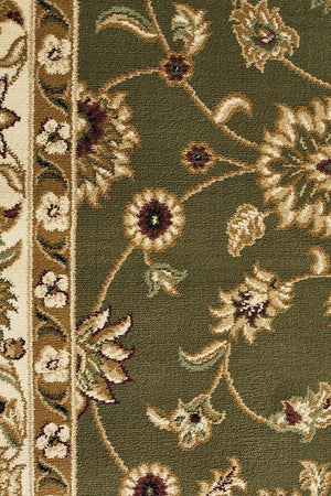 Classic Rug Green with Ivory Border - Floorsome
